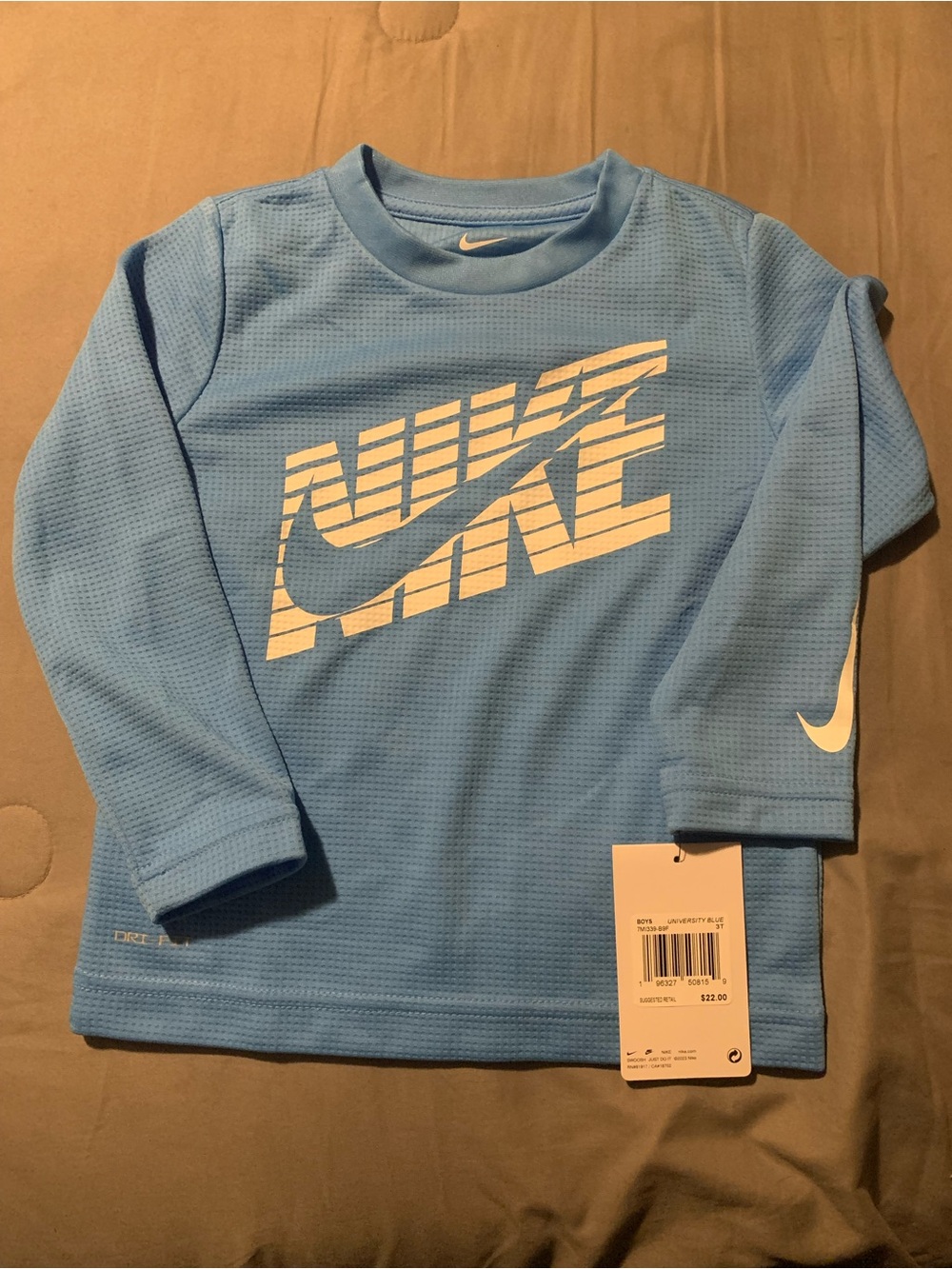 Nike Light Blue Long-Sleeve Graphic Logo Tee